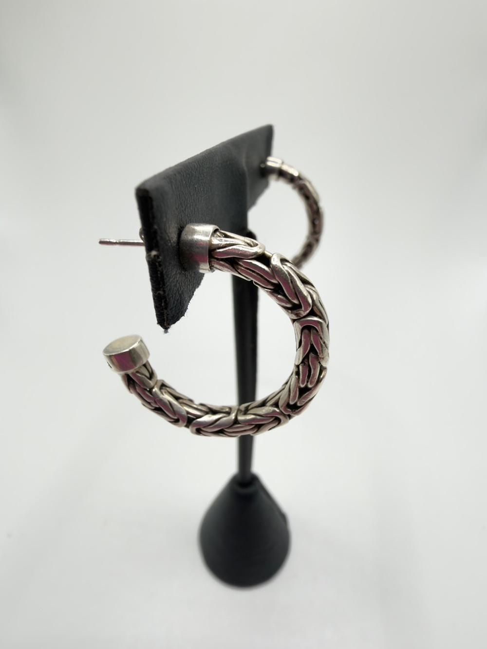 Suarti BA Byzantine chain sterling silver thick post signed hoop earrings boho - Picture 7 of 11